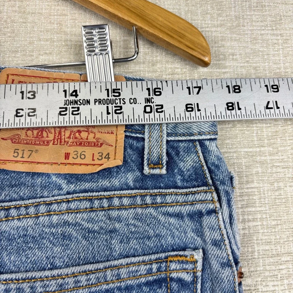 Vintage Levis 517 Mens 36x34 Bootcut Jeans Light Distress Festival Denim